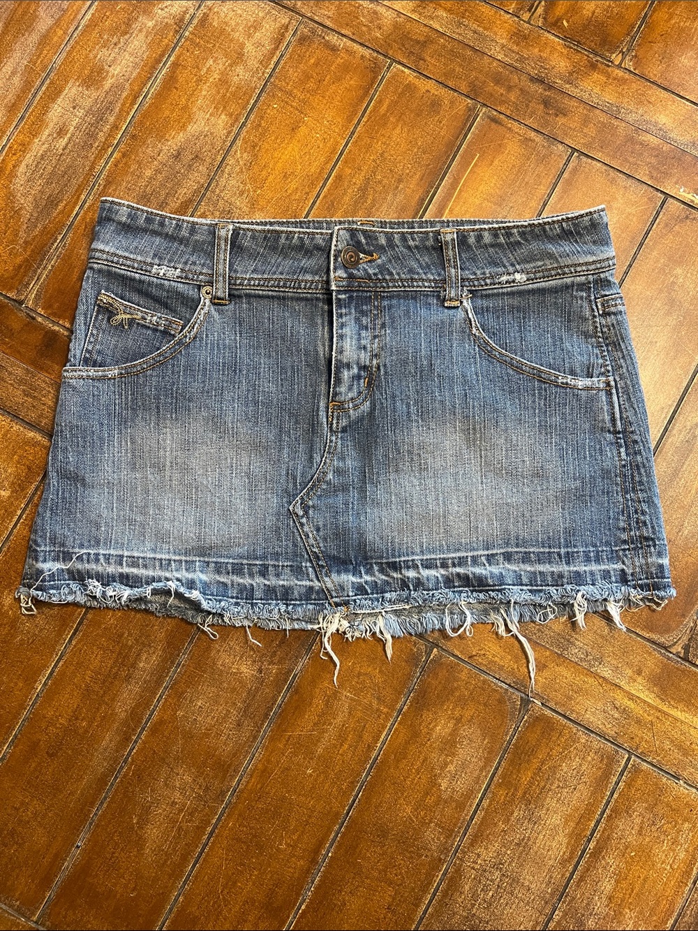 Kali Blue Distressed Denim Mini Skirt